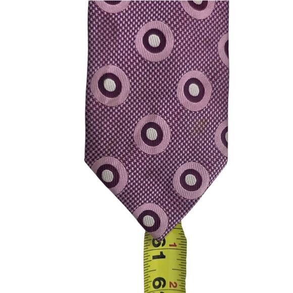 Ben Sherman Silk Neck Tie Purple Circles Classic Handmade Preppy Executive - Picture 5 of 7